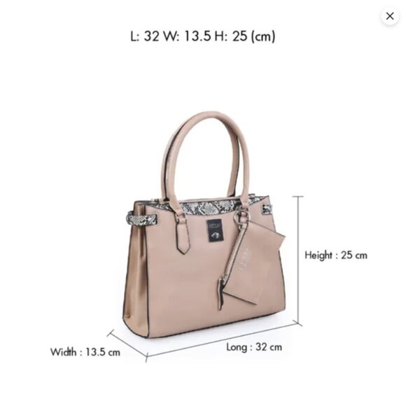 Beige Leather Guess Snakeskin Marysville Tote - Picture 6 of 15